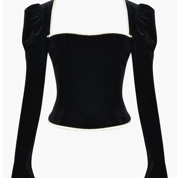 House of CB Tops - House of CB Noa Puff Shoulder Velvet Top
